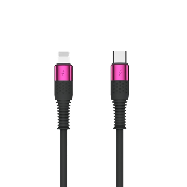  Type-C to 8 Pin PD Fast Silicone Data Cable for iPhone, iPad, Length: 1.2m(Purple Red) Eurekaonline