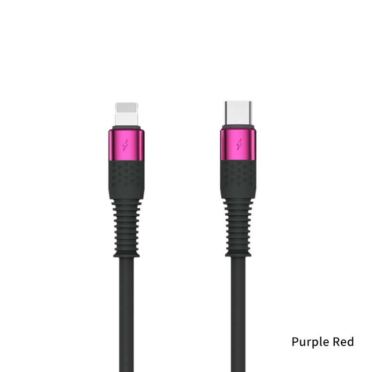  Type-C to 8 Pin PD Fast Silicone Data Cable for iPhone, iPad, Length: 1.2m(Purple Red) Eurekaonline