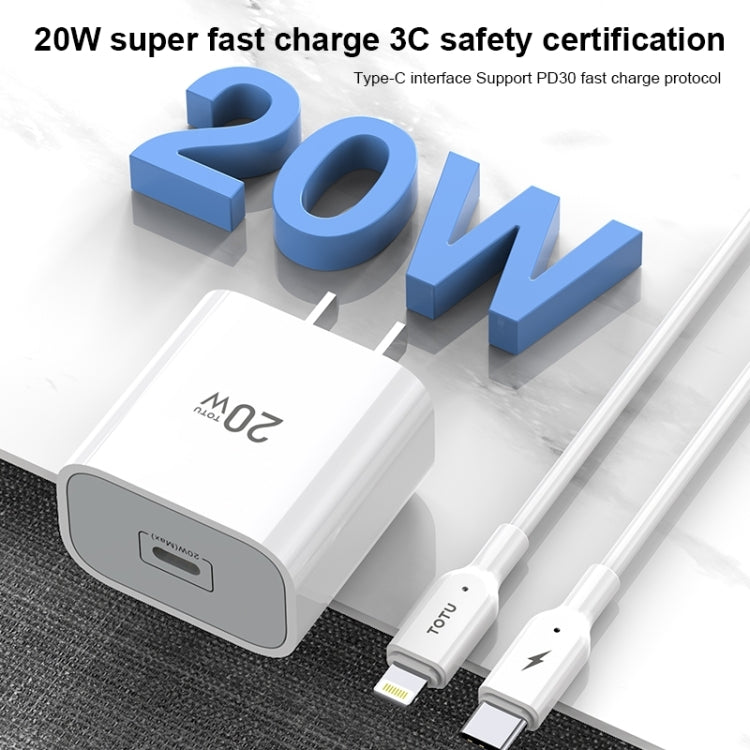 TOTUDESIGN CACQ-010 Glory Series 20W Type-C / USB-C Fast Charging Travel Charger Power Adapter, CN Plug(White) Eurekaonline