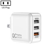 TOTUDESIGN CACQ-08 Sharp Series QC 3.0 + 2.4A Three USB Travel Charger Power Adapter, US Plug (White) Eurekaonline