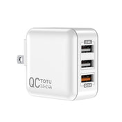 TOTUDESIGN CACQ-08 Sharp Series QC 3.0 + 2.4A Three USB Travel Charger Power Adapter, US Plug (White) Eurekaonline