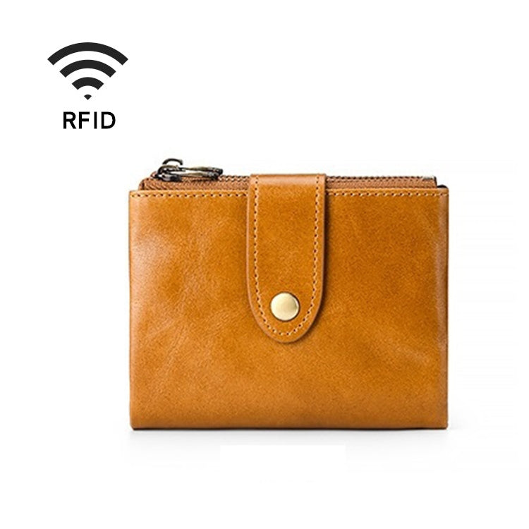 TP-185 Oil Wax Leather Multi-functional RFID Dual Zippers Wallet(Brown) Eurekaonline