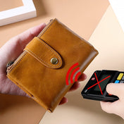 TP-185 Oil Wax Leather Multi-functional RFID Dual Zippers Wallet(Coffee) Eurekaonline