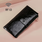 TP-189 Oilskin Leather Multi-functional Zipper RFID Leather Wallet(Black) Eurekaonline