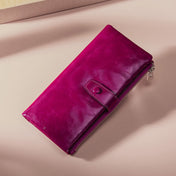 TP-189 Oilskin Leather Multi-functional Zipper RFID Leather Wallet(Purple) Eurekaonline