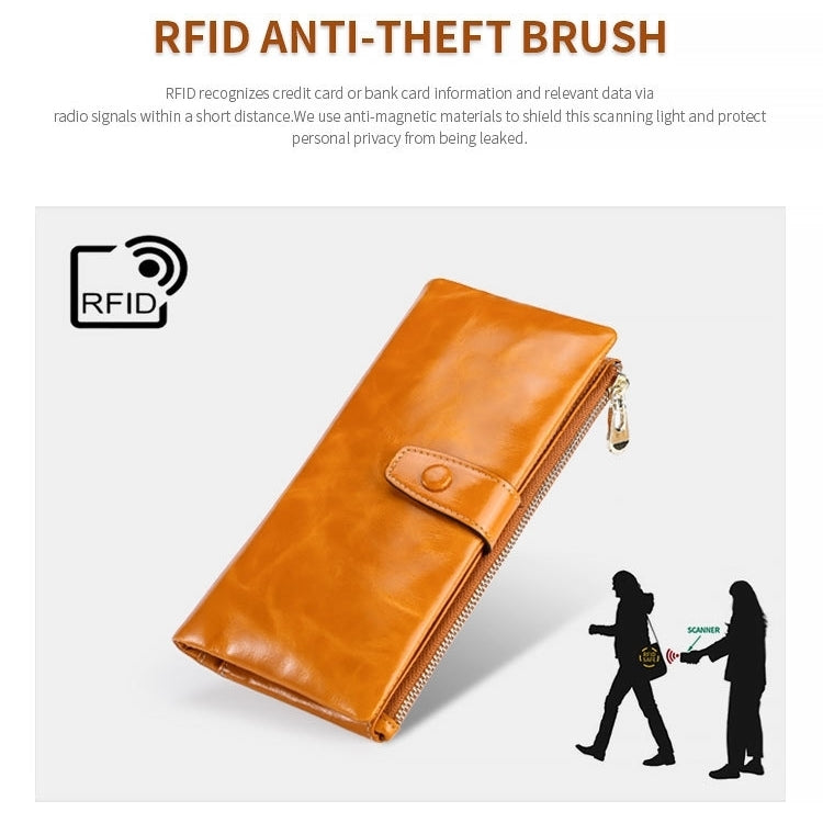 TP-189 Oilskin Leather Multi-functional Zipper RFID Leather Wallet(Purple) Eurekaonline