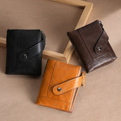 TP-197 Oil Wax Leather Multi-functional Double Zipper Clasp Antimagnetic Change RFID Leather Wallet(Coffee) Eurekaonline