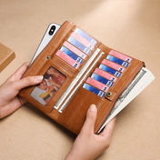 TP-198 Long Hand Leather Wallet Antimagnetic RFID Dual Zipper Wallet(Black) Eurekaonline