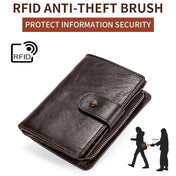 TP-201 Crazy Horse Leather Multi-functional Lather RFID Clasp Retro Wallet Eurekaonline