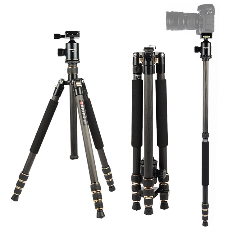 TRIOPO 853 Adjustable Portable Carbon Fiber Tripod with D2-A Ball Head for SLR Camera Eurekaonline