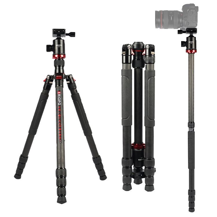 TRIOPO 888 Adjustable Portable Carbon Fiber Tripod with Q-2 Ball Head for SLR Camera, Pipe diameter: 28cm Eurekaonline