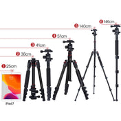 TRIOPO K2508S+B1S Adjustable Portable  Aluminum Alloy Tripod with Ball Head for SLR Camera(Black) Eurekaonline