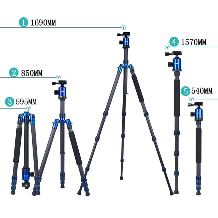 TRIOPO Oubao C-608S Adjustable Portable Carbon Fiber Tripod with Ball Head for SLR Camera Eurekaonline