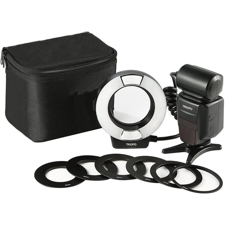 TRIOPO TR-15EX Macro Ring TTL Flash Light with 6 Different Size Adapter Rings For Nikon I-TTL (Black) Eurekaonline