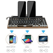 TW1867 Round Retro Punk Keycap Mechanical Wireless Bluetooth Keyboard (Wood) Eurekaonline