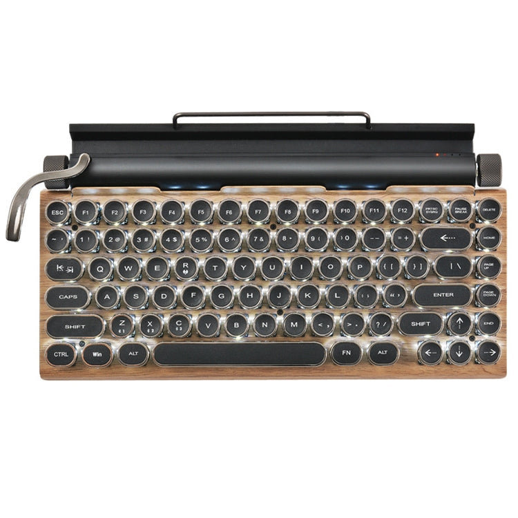 TW1867 Round Retro Punk Keycap Mechanical Wireless Bluetooth Keyboard (Wood) Eurekaonline