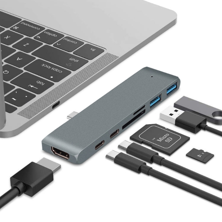 TYPE-C To 4K HDMI HUB Docking Station TF/SD Card Reader For MacBook Pro(Grey) Eurekaonline
