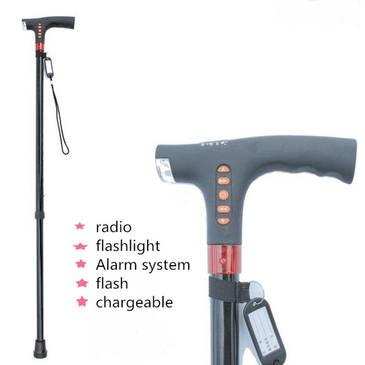 Ten-speed Adjustable Cane With Light And Radio Alarm For The Elderly Eurekaonline