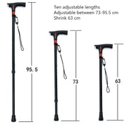 Ten-speed Adjustable Cane With Light And Radio Alarm For The Elderly Eurekaonline