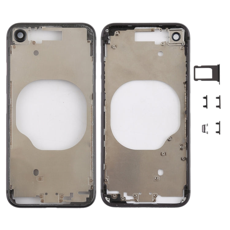 Transparent Back Cover with Camera Lens & SIM Card Tray & Side Keys for iPhone 8 (Black) Eurekaonline