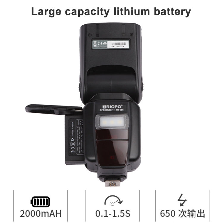 Triopo TR-666 2000mAh 2.4G Wireless Dual TTL Mode Flash Speedlite for Canon / Nikon DSLR Cameras Eurekaonline