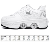 Two-Purpose Skating Shoes Deformation Shoes Double Row Rune Roller Skates Shoes, Size: 35(Low-top Without Light (White)) Eurekaonline