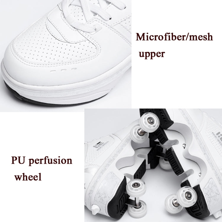 Two-Purpose Skating Shoes Deformation Shoes Double Row Rune Roller Skates Shoes, Size: 36(Low-top Without Light (White)) Eurekaonline