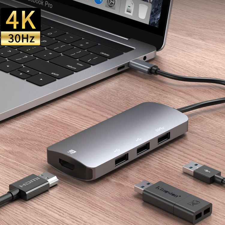 UC912 4 in 1 4K 30Hz USB 3.0 + 2 x USB 2.0 to USB-C / Type-C Multifunctional HUB Adapter Eurekaonline