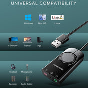 UGREEN CM109 USB to 3-ports 3.5mm Computer External Audio Card with Volume Adjustment Wheel, Length: 15cm Eurekaonline