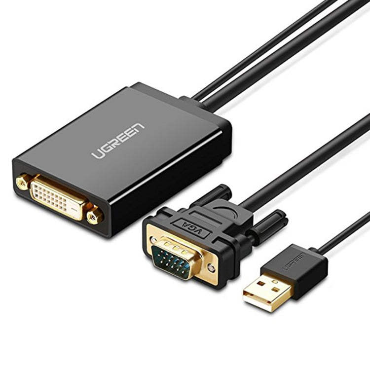 UGREEN MM119 1080P Full HD VGA to DVI (24+1) Male to Female Adapter Cable for Computer, PC, Laptop, HDTV, Projector, DVD Graphics Card and More VGA / DVI Enabled Devices, Cable Length: 50cm Eurekaonline
