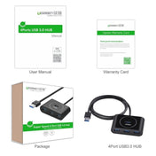 UGREEN Portable Super Speed 4 Ports USB 3.0 HUB Cable Adapter, Not Support OTG, Cable Length: 2m(Black) Eurekaonline