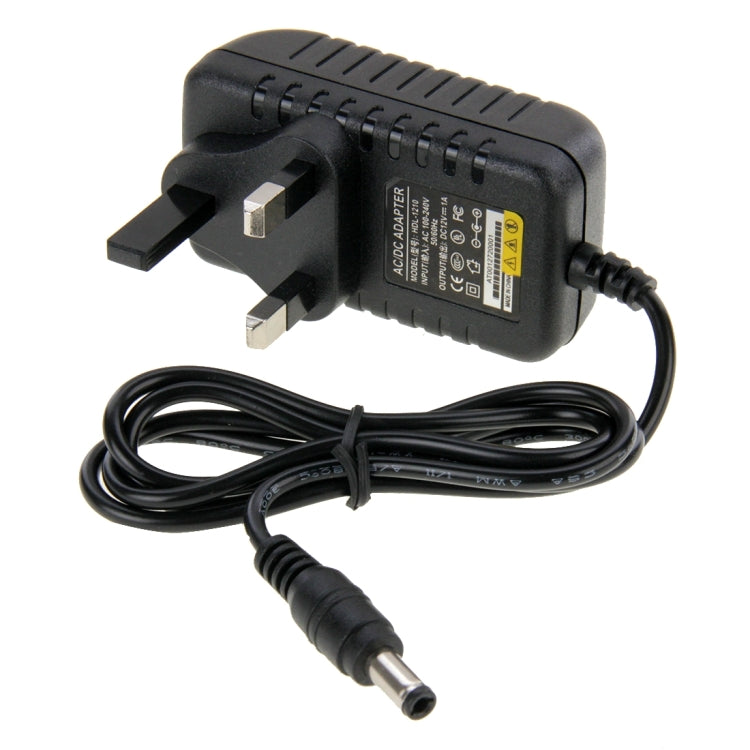 UK Plug AC 100-240V to DC 12V 1A Power Adapter, Tips: 5.5 x 2.1mm, Cable Length: about 90cm(Black) Eurekaonline