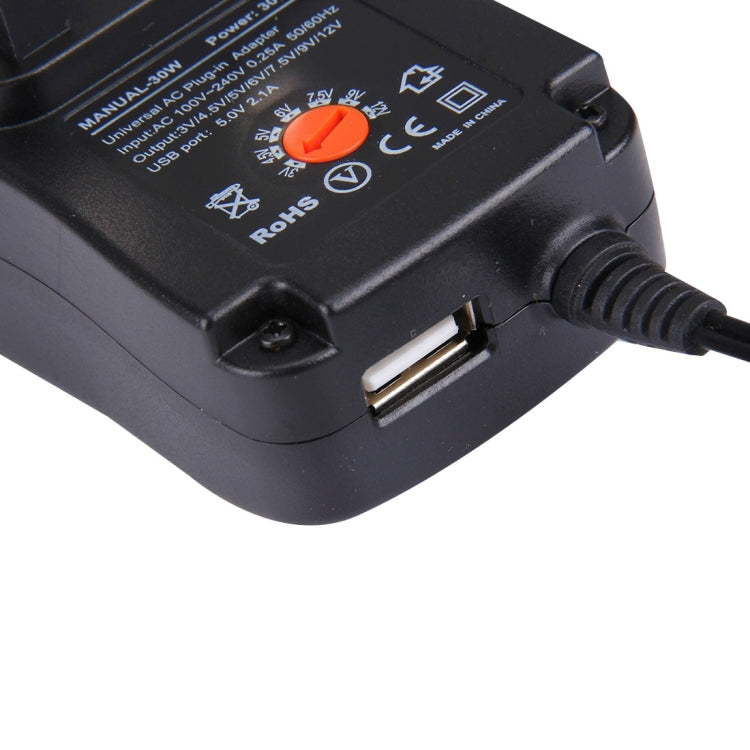 UK Plug Universal 30W Power Wall Plug-in Adapter with 5V 2.1A USB Port, Tips: 8 PCS, Cable Length: About 1.2m Eurekaonline