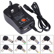 UK Plug Universal 30W Power Wall Plug-in Adapter with 5V 2.1A USB Port, Tips: 8 PCS, Cable Length: About 1.2m Eurekaonline