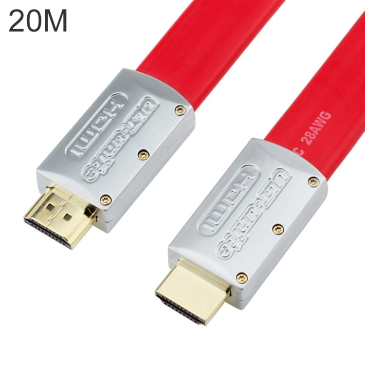 ULT-unite 4K Ultra HD Gold-plated HDMI to HDMI Flat Cable, Cable Length:20m(Red) Eurekaonline