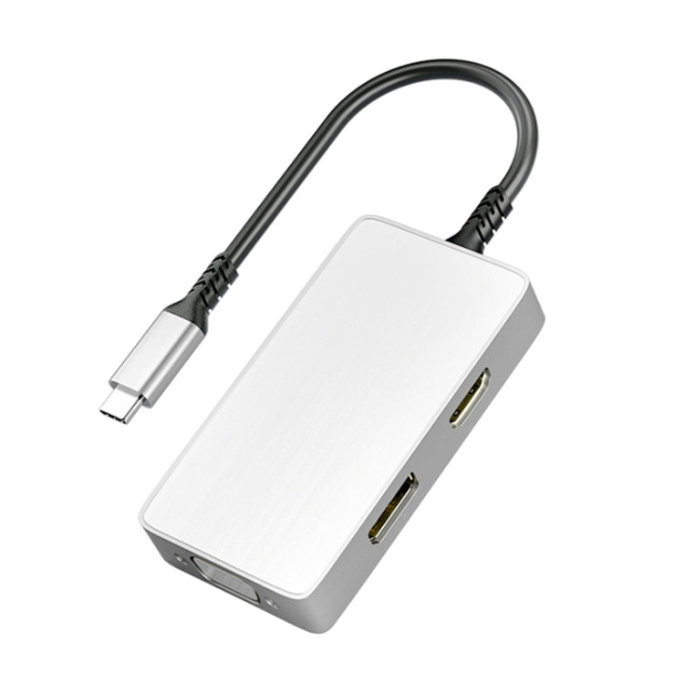  Type-C to 3.5mm Audio + VGA + DP + HDMI + PD Port Multifunctional HUB Adapter(White) Eurekaonline