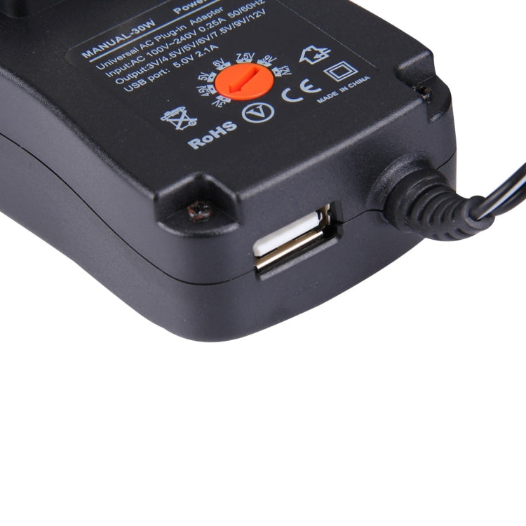 US Plug Universal 30W Power Wall Plug-in Adapter with 5V 2.1A USB Port, Tips: 6 PCS, Cable Length: About 1.2m Eurekaonline