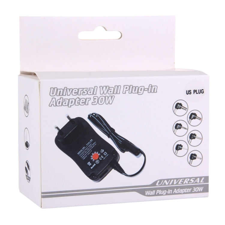 US Plug Universal 30W Power Wall Plug-in Adapter with 5V 2.1A USB Port, Tips: 6 PCS, Cable Length: About 1.2m Eurekaonline