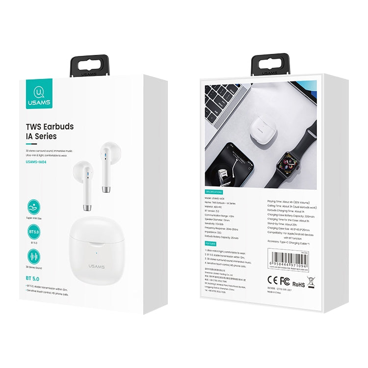 USAMS-IA04 Zero Sense Series Wireless Bluetooth 5.0 Mini TWS Earphone with Charging Box (Black) Eurekaonline