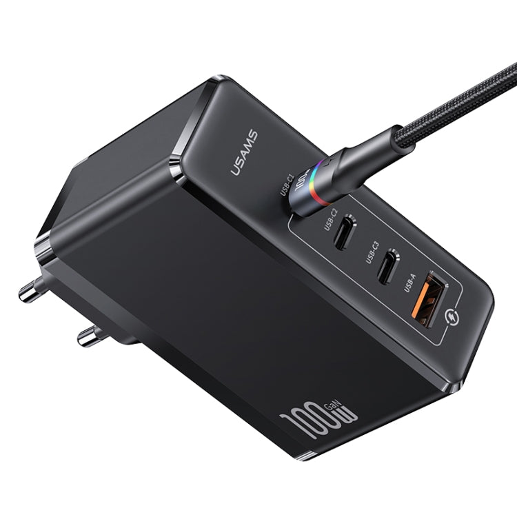 USAMS US-CC163 T50 4 in 1 100W USB + USB-C / Type-C Wall Travel Charger, EU Plug Eurekaonline