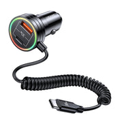 USAMS US-CC167 C33 60W Spring Cable Car Charger with Aperture(Black) Eurekaonline