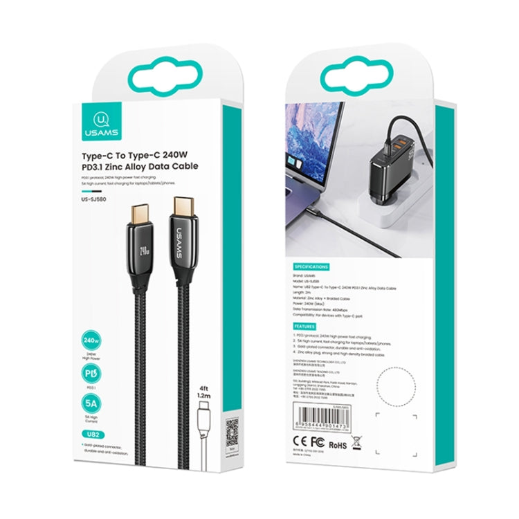 USAMS US-SJ580 U82 2m USB-C / Type-C to USB-C / Type-C 240W PD3.1 Charging Data Cable Eurekaonline