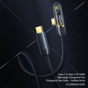 USAMS US-SJ584 PD 100W Iceflake Series Type-C to Type-C Right Angle Transparent Fast Charge Data Cable, Cable Length:1.2m(Black) Eurekaonline