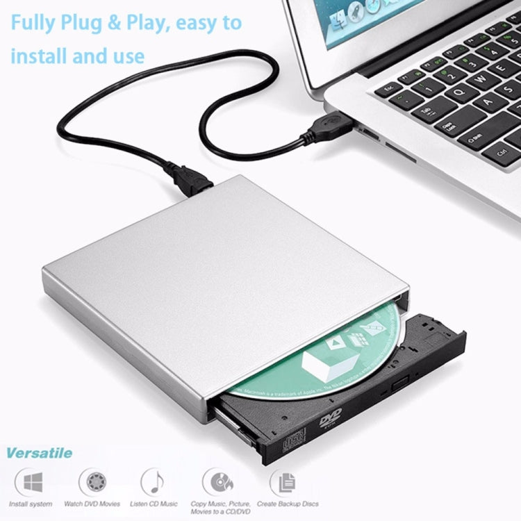 USB 2.0 Portable Ultra Slim External Slot-in DVD-RW CD-RW CD DVD ROM Player Drive for PC Eurekaonline