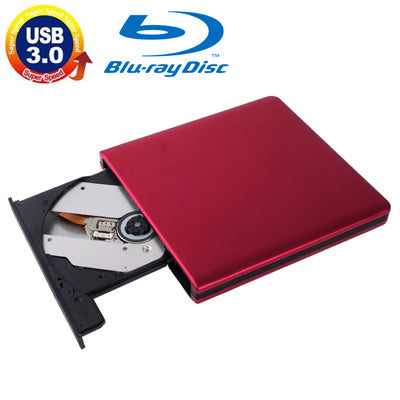 USB 3.0 Aluminum Alloy Portable DVD / CD Rewritable Blu-ray Drive for 12.7mm SATA ODD / HDD, Plug and Play(Red) Eurekaonline
