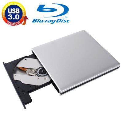 USB 3.0 Aluminum Alloy Portable DVD / CD Rewritable Blu-ray Drive for 12.7mm SATA ODD / HDD, Plug and Play(Silver) Eurekaonline