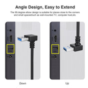 USB 3.0 Down Angle 90 degree  Extension Cable Male to Female Adapter Cord, Length: 15cm Eurekaonline