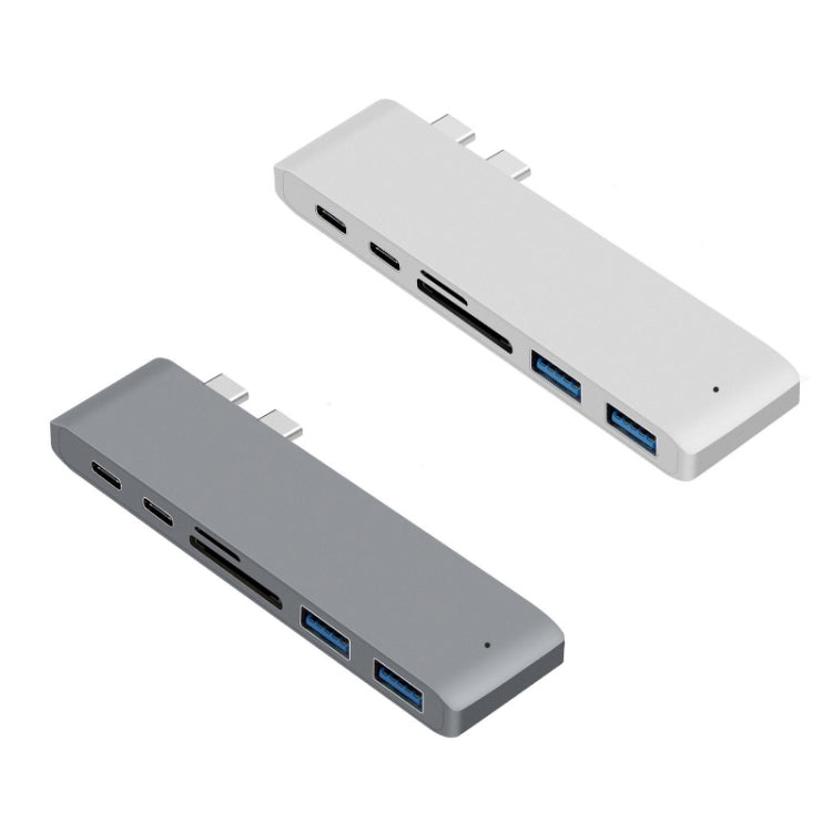 USB-C To HDMI Splitter Docking Station Card Reader, Specification： 6 in 1 Silver Eurekaonline