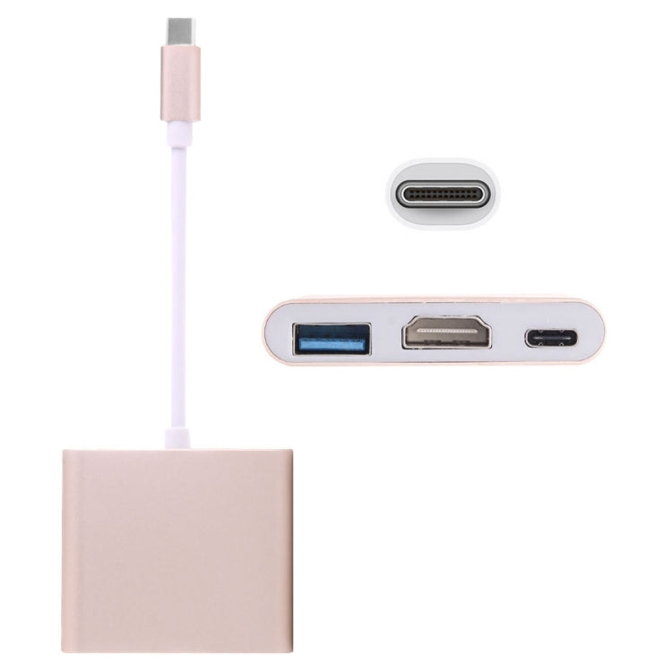  Type-C 3.1 Female & HDMI Female & USB 3.0 Female Adapter(Gold) Eurekaonline