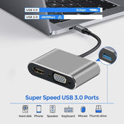 USB C to HDMI VGA 4K Adapter 4-in-1 Type C Adapter Hub to HDMI VGA USB 3.0 Digital AV Multiport Adapter with USB-C PD Charging Port Compatible for Nintendo Switch/Samsung/MacBook(Gray) Eurekaonline